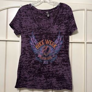 Purple Graphic V-Neck Women's Top Bike Week 2021